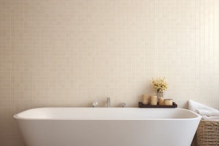 Ceramic tile on a bathroom wall