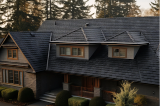 A photograph of a house with asphalt roofing that hs been repaired by Homefix in Colorado Springs