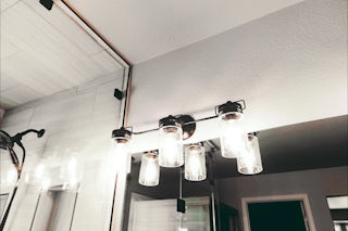 A photograph of newly installed lighting from a Homefix Electrician in a new bathroom remodel located in Colorado Springs