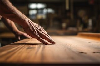 A pair of hands working on a wooden table on a handyman project in Colorado Springs